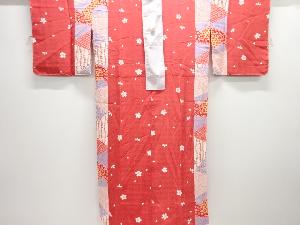 アンティーク　正絹　縮緬　よろけ七宝蝶花柄　長襦袢（３６７） アンティーク 正絹 縮緬 よろけ七宝蝶花柄 長襦袢（367